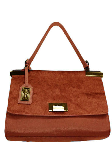 Satchel In Cognac With Gold Details