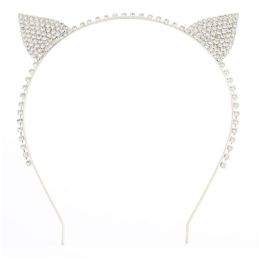 Silver Rhinestone Cat Ears Headband L.V.Kiki