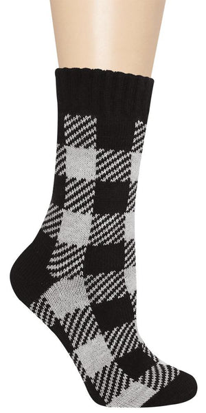 Black & White Plaid Slipper Sock
