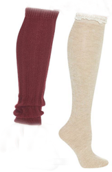 Beige legwarmers & Burgundy legwarmers 