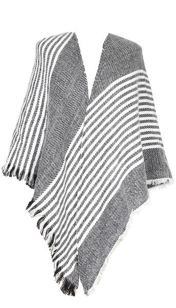 Grey and White Striped Scarf