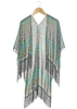 100% Polyester Floral,Tribal, and Chiffon Printed Kimono Scarf with Fringe